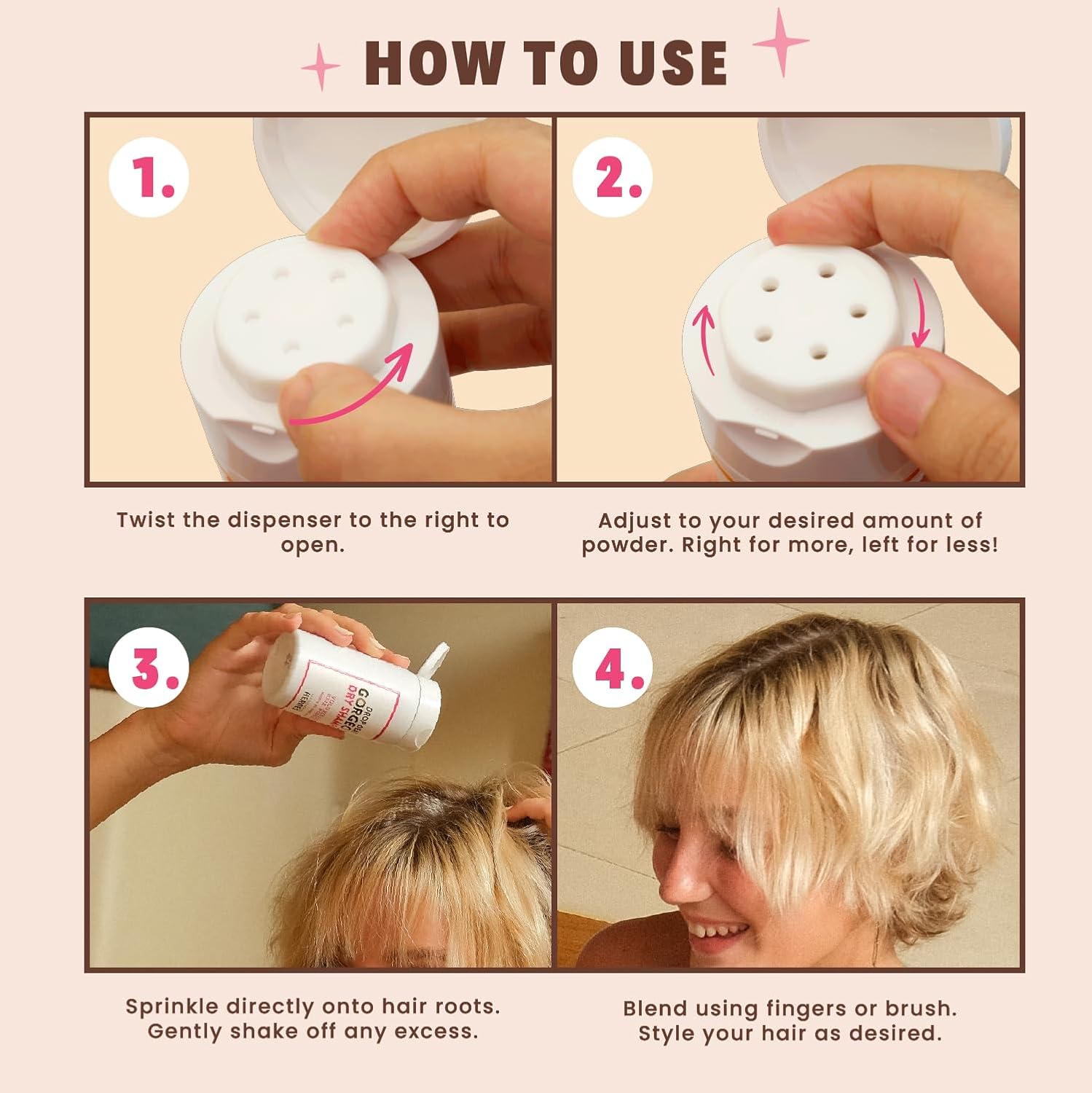 Handmade Heroes Non Aerosol Dry Shampoo Volume Powder 100% Natural & Vegan Volumizing Hair Powder For Light Hair And Blonde (Dry Shampoo And Brush Kit) : Beauty & Personal Care