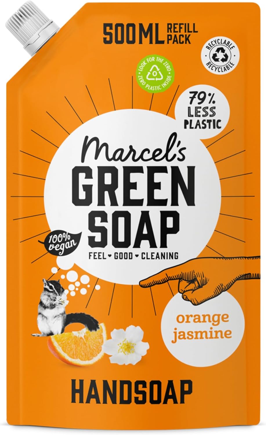 Marcel'S Green Soap - Hand Soap Refill Sandalwood & Cardamom - Handwash Dispenser Refill - 100% Eco Friendly - 100% Vegan - 97% Biodegradable - 500 Ml