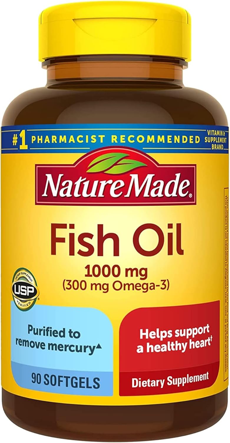 Fish Oil 1000 Mg, 90 Softgels, Omega 3 Supplement For Heart Healths