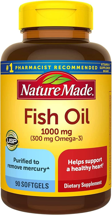 Fish Oil 1000 Mg, 90 Softgels, Omega 3 Supplement For Heart Healths