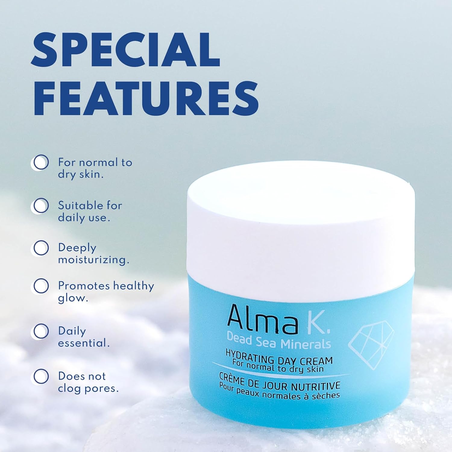 Alma K Hydrating Day Cream - Day Face Cream For Normal To Dry Skin - Daily Face Moisturizer - Facial Moisturizer With Olive And Avocado Oils - 1.7 Oz