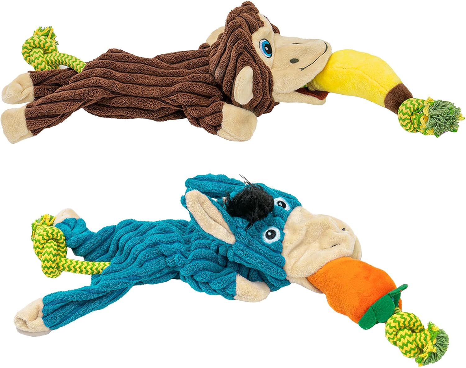 Pet Factory Tug & Chomp Squeaky Plush Dog Toy, Randomly Selected - Monkey Or Donkey, One Size