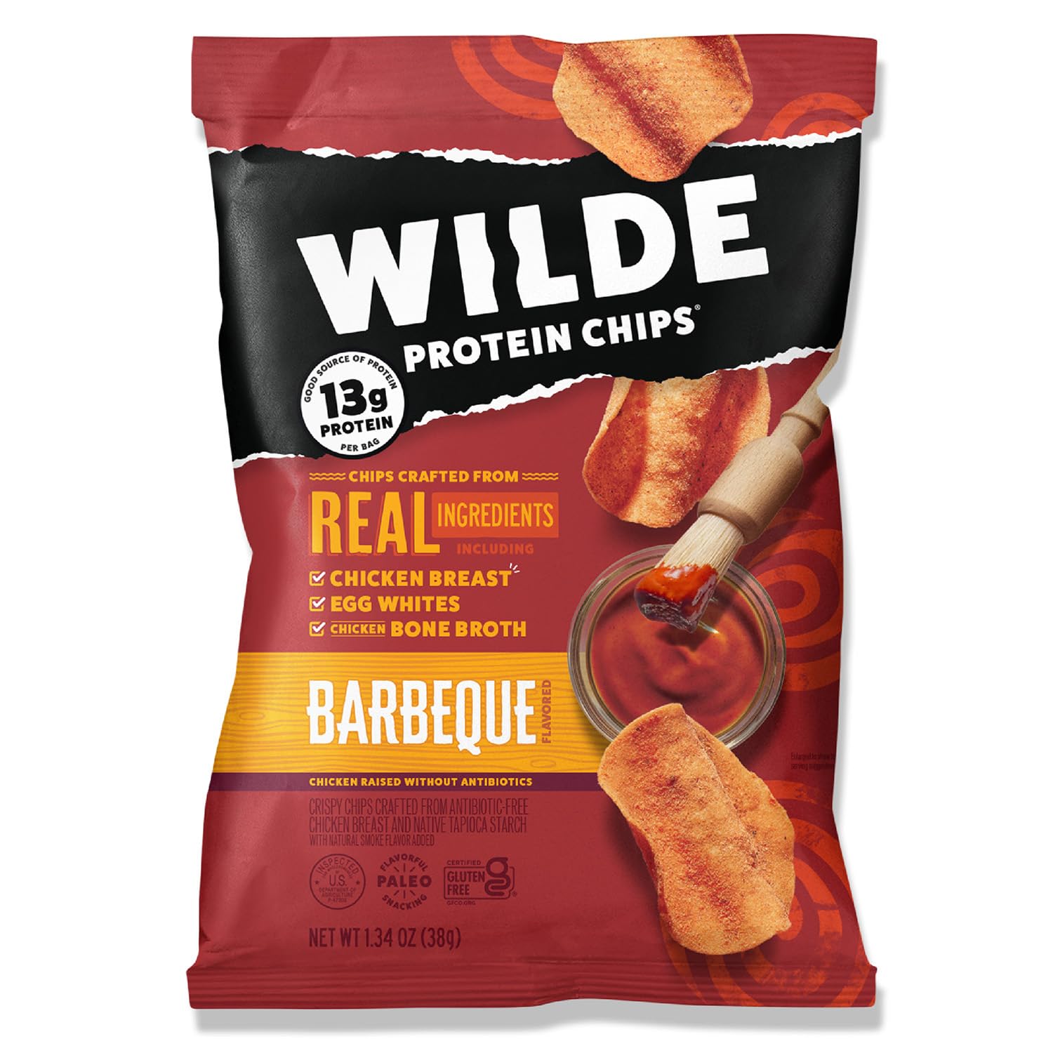 Wilde Barbeque Protein Chips, Thin And Crispy, High Protein, Keto Friendly, Made With Real Ingredients, 1.34Oz Bags (Pack Of 8)…