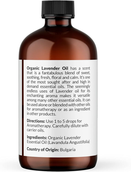 Organic Lavender Essential Oil, 100% Pure Therapeutic Grade, Premium Quality Lavender Oil, 1 fl. Oz / 30 ml - Perfect for Aromatherapy and Relaxation (Lavender, 30ml)