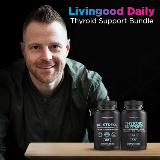 Livingood Daily Thyroid Support Bundle - Complete Thyroid Supplement Plus Adrenal and Cortisol Support