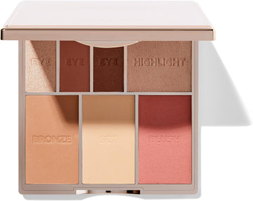 Bare Basics Face & Eye Palette From Sculpted By Aimee (Sunbeam 01) - Travel-Friendly, Nude Look Eyeshadow, Highlight, Bronzer, Blush & Setting Powder