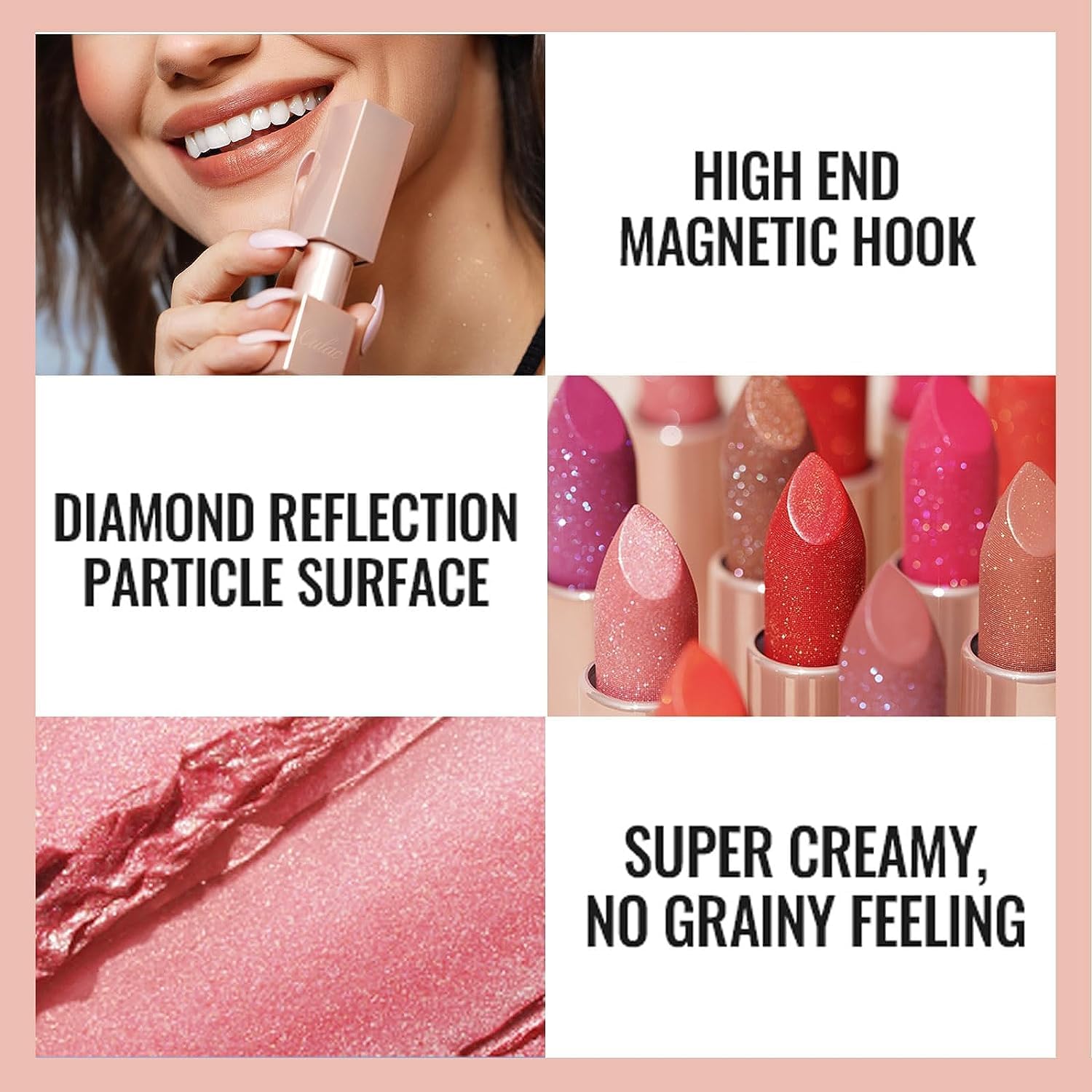 Oulac Bright Pink Glitter Lipstick - Moisture Tinted Lip Balm, Metallic Sparkly Finish, Dusky Rose Shiny Lipstick, Creamy Brilliant Lip Color, Infused With Shea Butter, Vegan D02 Sparkle Sensation
