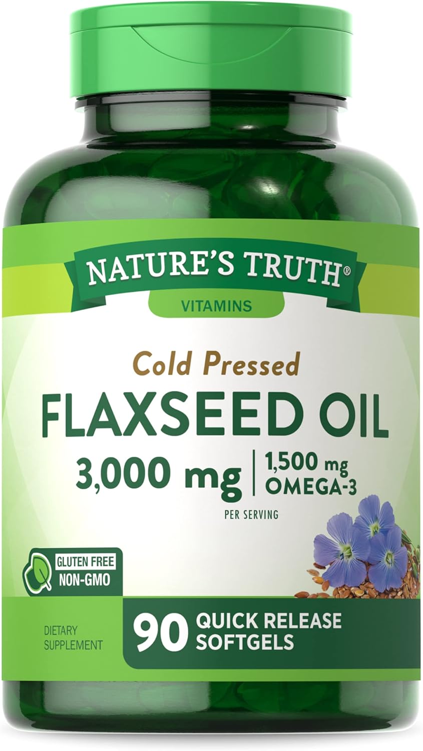 Flaxseed Oil Softgels | 90 Count | Cold Pressed, Non-Gmo & Gluten Free Supplement | By Nature'S Truth