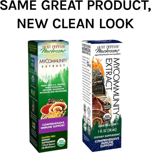 Host Defense, MyCommunity Extract, Advanced Immune Support, Mushroom Supplement with Lion’s Mane and Reishi, Plain, 1  