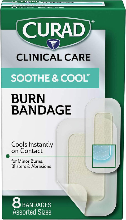 Curad Soothe And Cool Clear Gel Bandages, Assorted, Clear, 8/Box