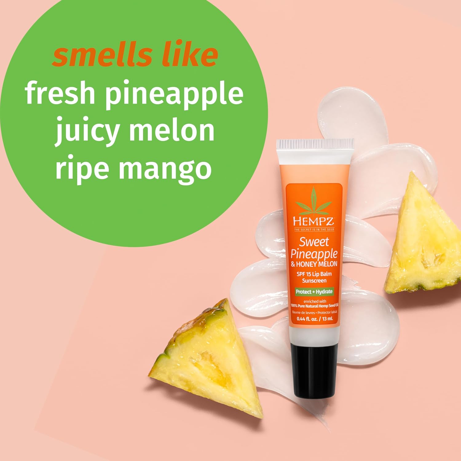 Hempz Spf 15 Lip Balm, Sweet Pineapple & Honey Melon Herbal Soothing Lip Care, For Men Or Women .44 Oz. : Beauty & Personal Care