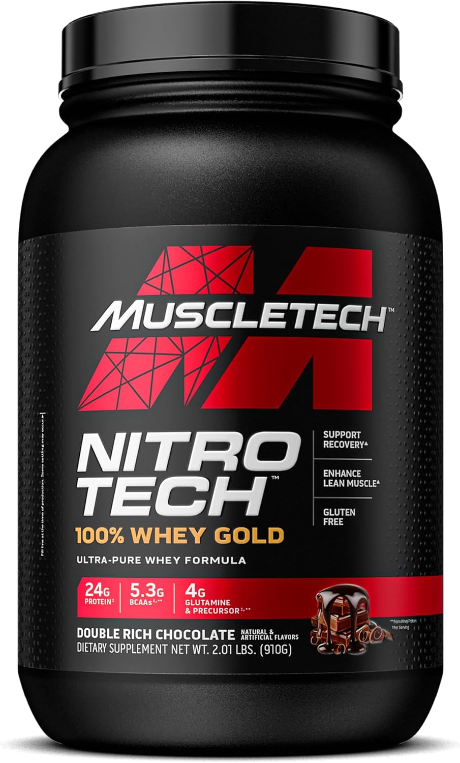 Muscletech Whey Protein Powder (Double Rich Chocolate, 2Lb) - Nitro-Tech Whey Protein Isolate Smoothie Mix For Lean Muscle & Fast Recovery - 24G Of Whey Gold Protein For Women & Men - Gluten-Free