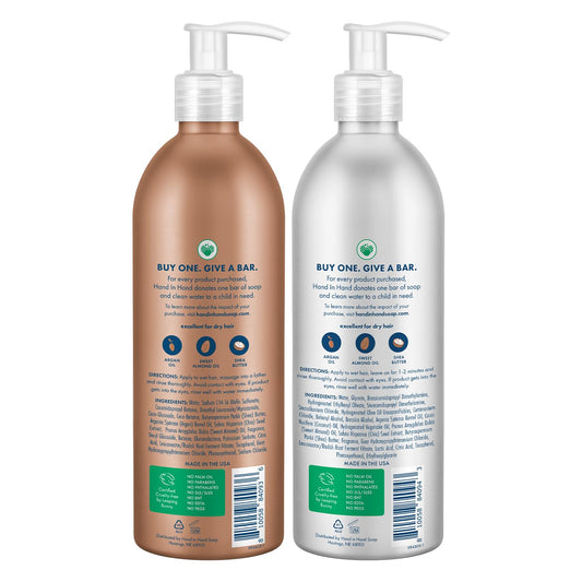 Hand In Hand Almond Creme Shampoo & Conditioner For All Hair Types, Vanilla & Oat Milk, Sulfate And Paraben Free, 12 Fl. Oz