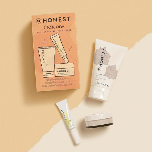 Honest Beauty The Icons Skincare Trio | Mini Hydrogel Cream, Gentle Gel Cleanser, Vitamin C Radiance Serum | Ewg Verified, Vegan + Cruelty Free
