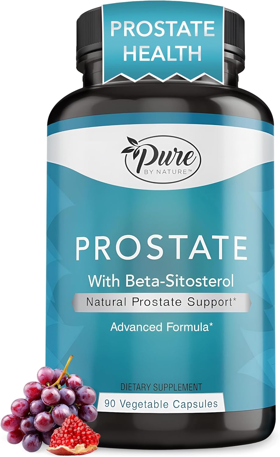 Pure By Nature Prostate Supplement For Men, Beta Sitosterol Prostate Health Supplement With Zinc For Urinary Tract Support, Ease Frequent Urination & Improved Sleep, Gluten-Free, Non-Gmo 90 Capsules