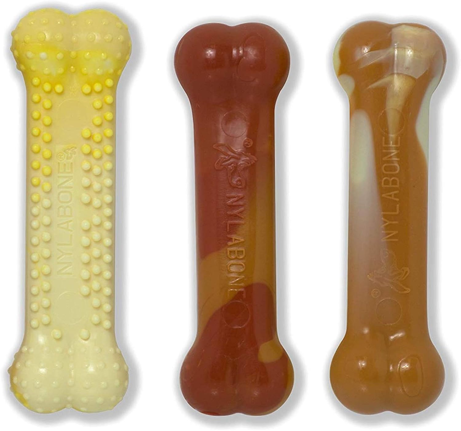 Nylabone Power Chew Flavor Frenzy Bone Chew Toy For Dogs, Indestructible Chew Toys For Aggressive Chewers, Chicken Flavor, Small/Regular - Up To 25 Ibs. (3 Count)