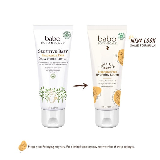 Babo Botanicals Sensitive Baby Fragrance-Free Daily Hydrating Baby Lotion - Shea Butter & Jojoba Oil - For Body & Face - For Babies, Kids & Adults With Sensitive Skin - Ewg Verified - Vegan