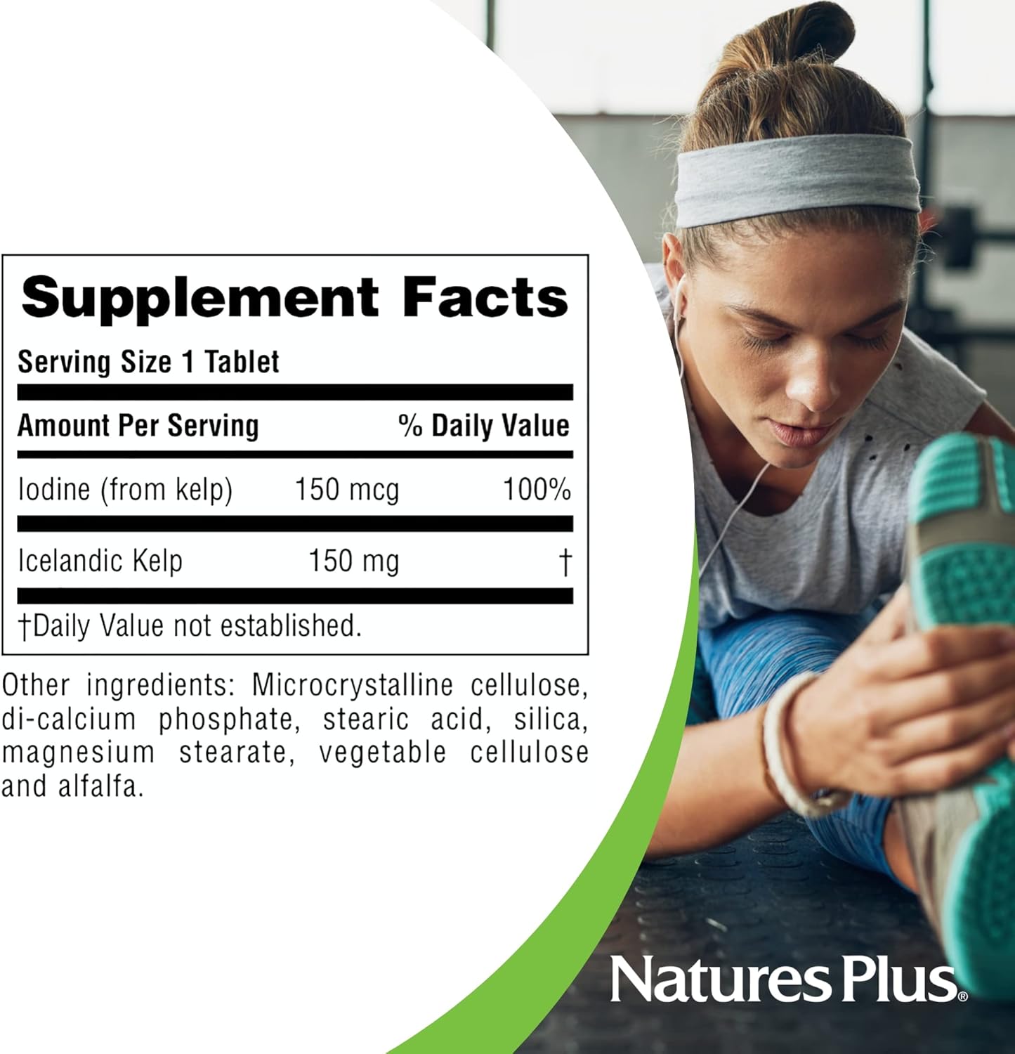 Naturesplus Icelandic Kelp - 150 Mcg Iodine; 150 Mg Kelp- 300 Vegetarian Tablets - Natural Iodine Supplement - Gluten-Free - 300 Servings
