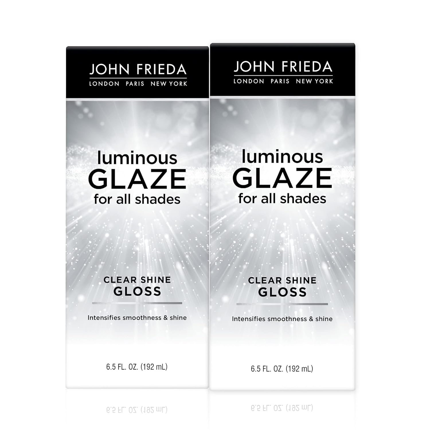 John Frieda Luminous Glaze Clear Shine Hair Gloss, Anti-Fade, Color Enriching Gloss, Safe For Color Treated Hair, 6.5 Oz (Pack Of 2)