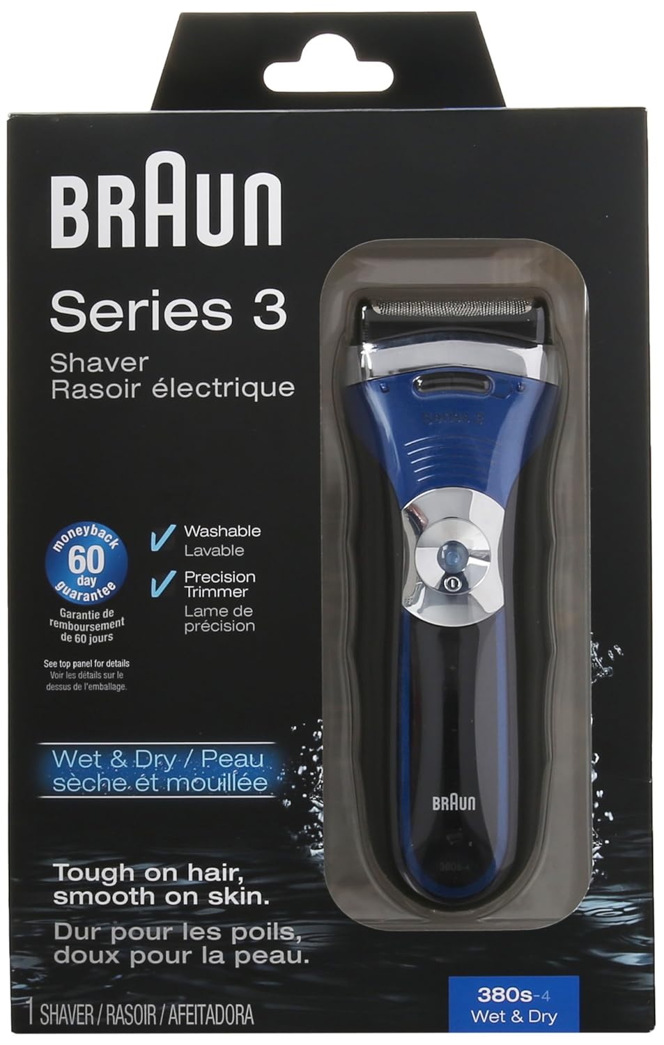 Braun 3 Series 380s-4 Wet and Dry Shaver, Blue/Silver : Beauty & Personal Care