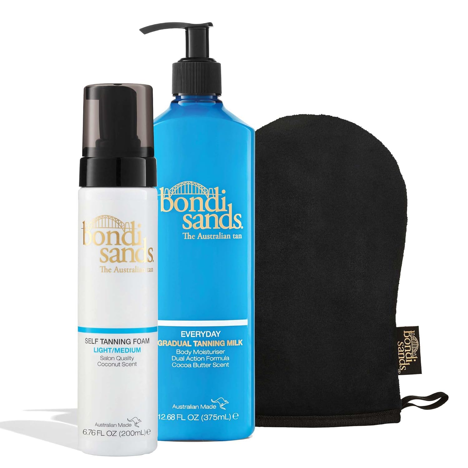 Bondi Sands Tan + Maintain Kit | Includes Light/Medium Self Tanning Foam, Mitt, and Everyday Gradual Tanning Milk for a Long-Lasting Tan ($49 Value)