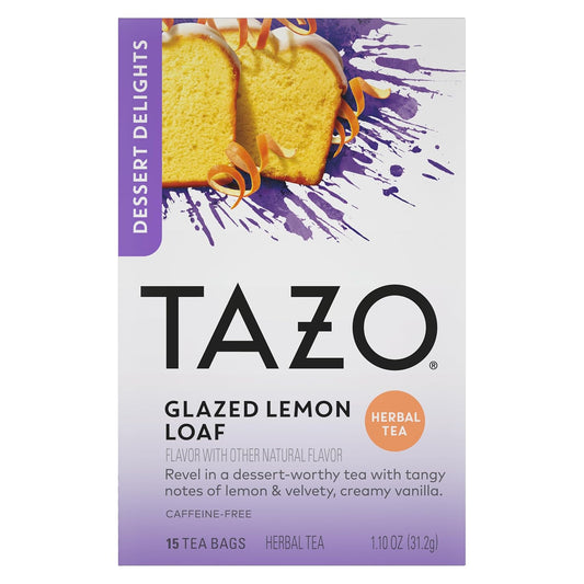 Tazo Dessert Delights Glazed Lemon Loaf Herbal Tea Bags, Caffeine-Free, 90 Total Tea Bags (15Ct - Pack Of 6)