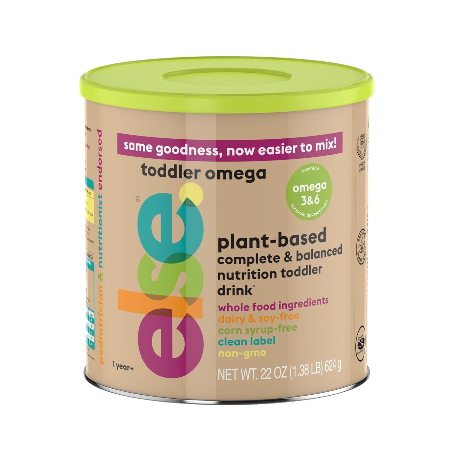 Else Plant Based Toddler Formula With Added Omega 3&6 For Brain Development For 12-36 Months Dairy & Soy-Free, Toddler Nutrition Drink. 22 Oz