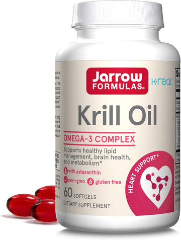 Jarrow Formulas Krill Oil - Phospholipid Omega-3 Complex With Astaxanthin - 60 Softgels - 30 Servings - Supports Lipid Management, Metabolism, Brain & Heart Health - Epa & Dha - Gluten Free - Non-Gmo