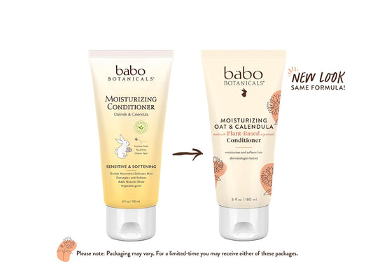 Babo Botanicals Moisturizing Oat & Calendula Conditioner - Silicone-Free - For Dry Or Sensitive Skin - For All Ages - Vegan - Lightly Scented