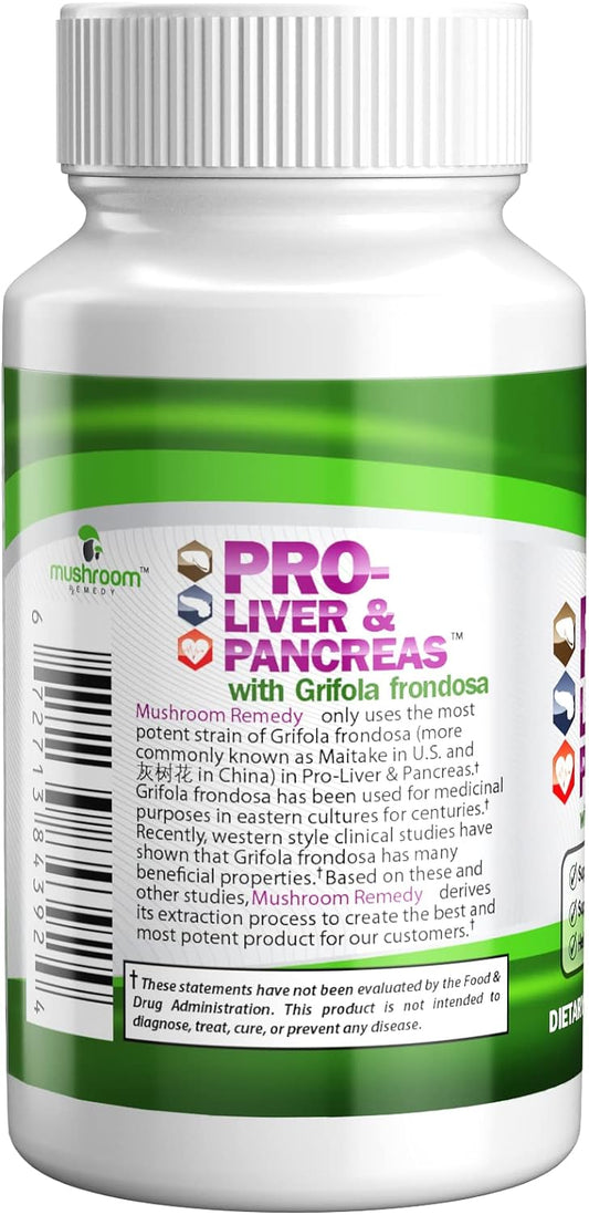 PRO-Liver & Pancreas | Best All-Natural Herbal Supplement for Pancreas & Liver Support, Detox, Clinically Studied Grifola frondosa Mushroom Extract, Vegan, NON-GMO, USA Made, 60 Tablets