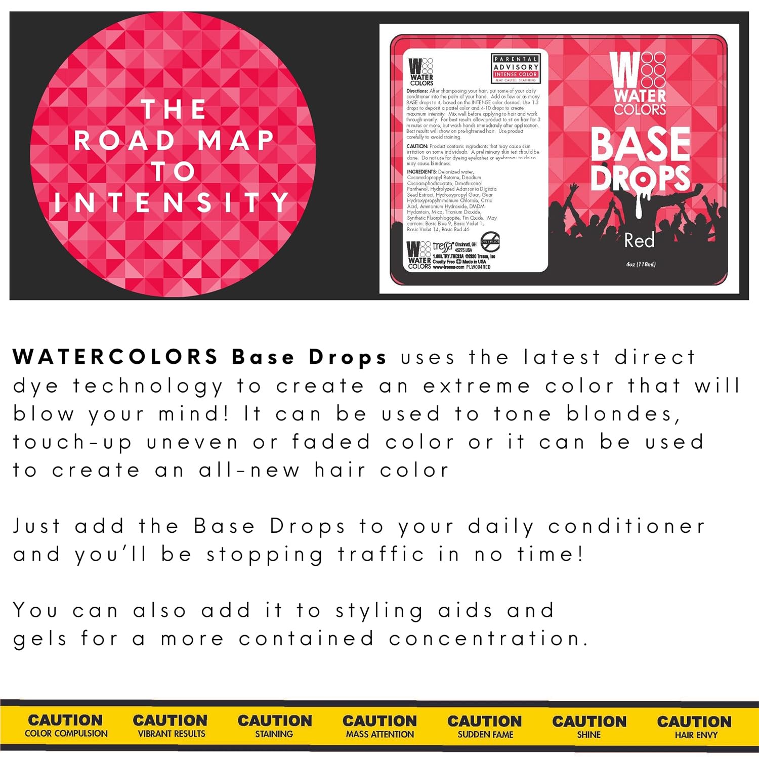 Watercolors Base Drops, Water-Based Formula with Nano-Pigments for Ultimate Versatility in Fashion Color Maintenance (Red) : Beauty & Personal Care