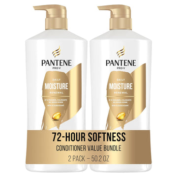 Pantene Daily Moisture Renewal Conditioner Twin Pack With Hair Mask Treatment, Pro-V Hydration For Dry Damaged Hair, Long-Lasting Softness, Safe For Color-Treated Hair, 25.1 Fl Oz Each, 2 Pack