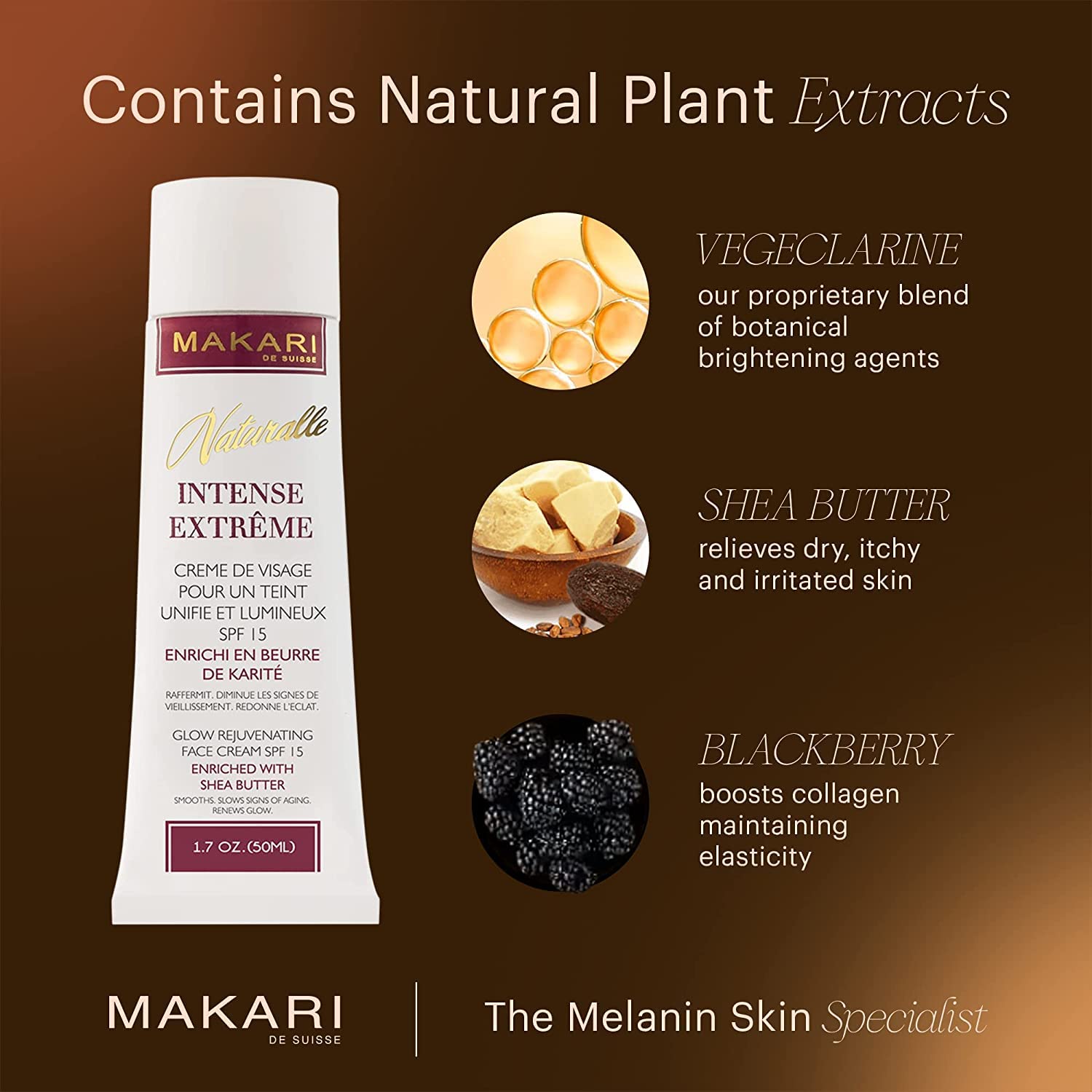 Makari Naturalle Intense Extreme Brightening Face Cream (1.7 Oz) | Anti-Aging And Brightening Treatment For Acne Scars, Stretch Marks And Wrinkles | Moisturizer For Dry Skin With Shea Butter And Spf 16 : Beauty & Personal Care