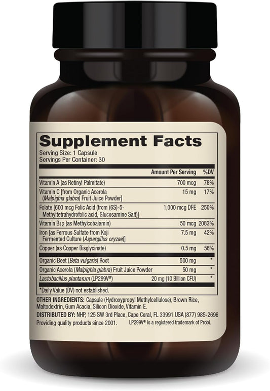 Dr. Mercola Blood Boost with Iron, 30 Servings (30 Capsules), 7.5 mg Iron Per Serving, Dietary Supplement, Supports Energy Production, Non-GMO