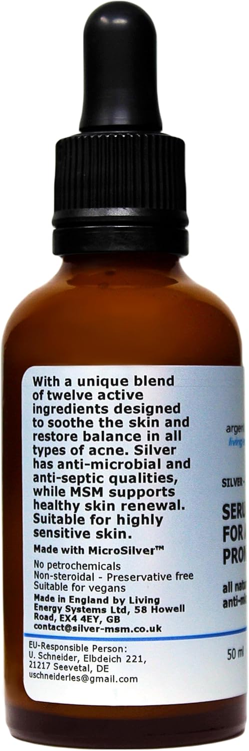 Silver-Msm Serum For Acne Prone Skin 50 Ml Dropper / Pipette