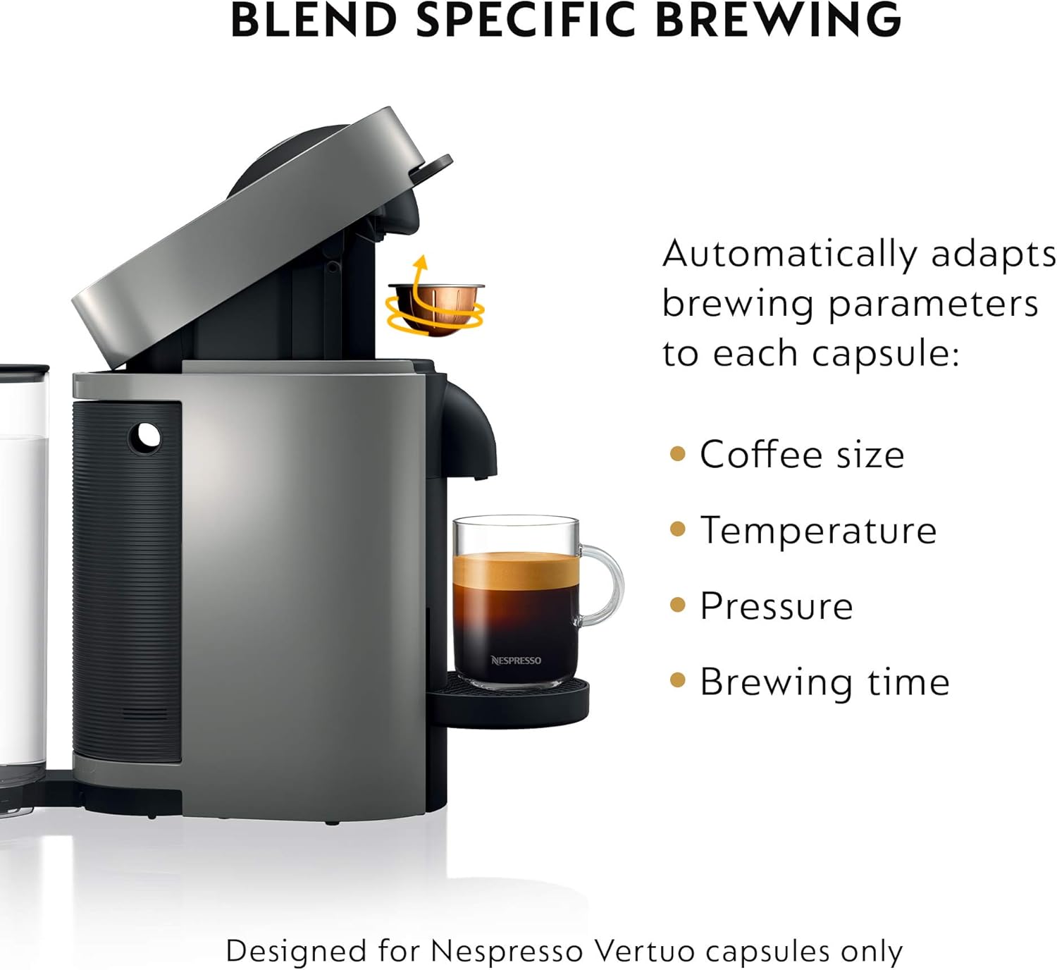 Nespresso VertuoPlus Coffee and Espresso Machine by De'Longhi, 5 Fluid Ounces, Grey: Home & Kitchen