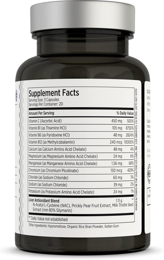 Les Labs Detoxx – Better Mornings & Recovery, Liver Support, Electrolyte Replenishment & Glutathione Support – Prickly Pear, Milk Thistle & Nac – Non-Gmo Supplement – 60 Capsules