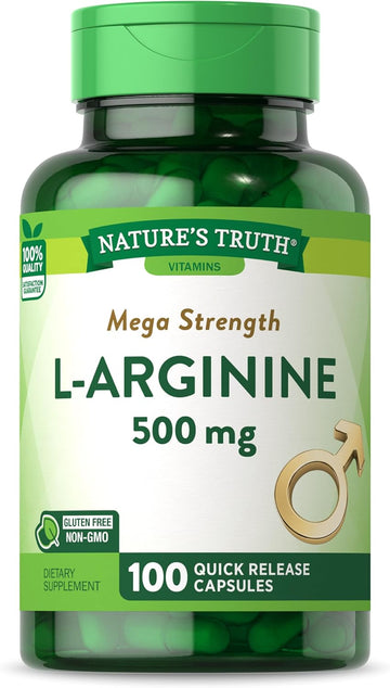 Nature'S Truth L-Arginine 500Mg | 100 Capsules | Free Form Amino Acid Supplement | Non-Gmo & Gluten Free