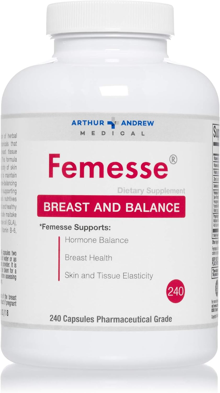 Arthur Andrew Medical, Femesse, Breast and Balance, Beauty and Hormone Support, Vegan, Gluten Free, 240 Capsules (60 Servings) : Health & Household