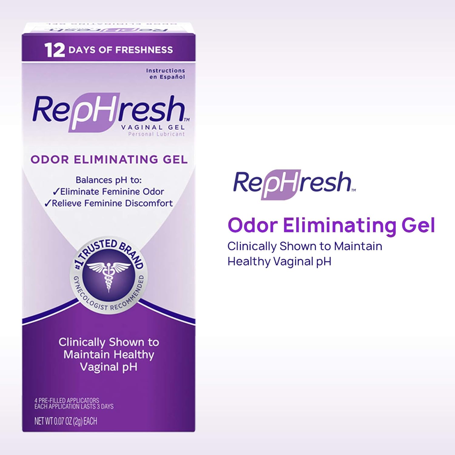 RepHresh Odor Eliminating Vaginal Gel, 4ct (0.07oz) : Health & Household