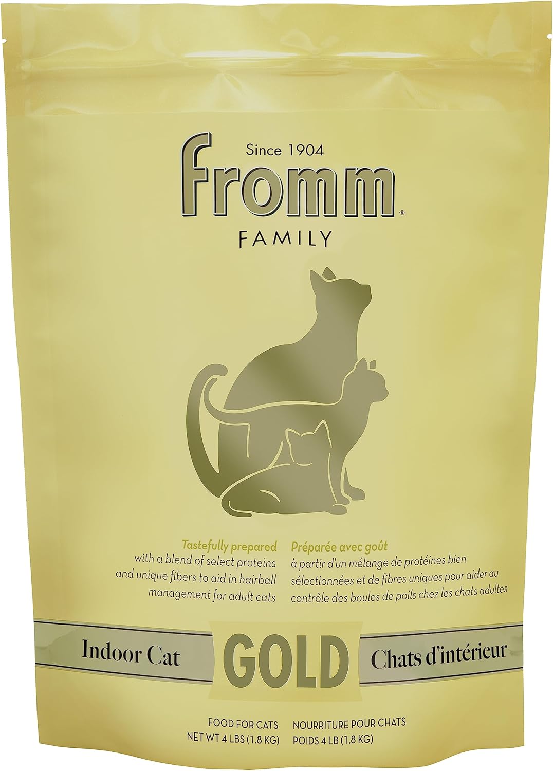 Fromm Indoor Cat Gold Dry Cat Food - Hairball Management Cat Food For Adult Cats - Chicken Recipe - 4 Lb