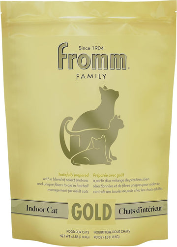 Fromm Indoor Cat Gold Dry Cat Food - Hairball Management Cat Food For Adult Cats - Chicken Recipe - 4 Lb