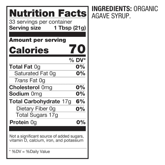 Betterbody Foods Organic Blue Agave, Low Glycemic Sweetener, 78 Oz