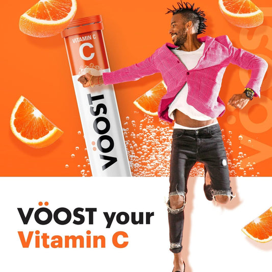 Voost, Vitamin C with Zinc and Electrolytes, 1000mg, Immune Support*, Effervescent Vitamin Drink Tablet, No Sugar + Low Calorie Supplement, Blood Orange Flavor, 40 Count