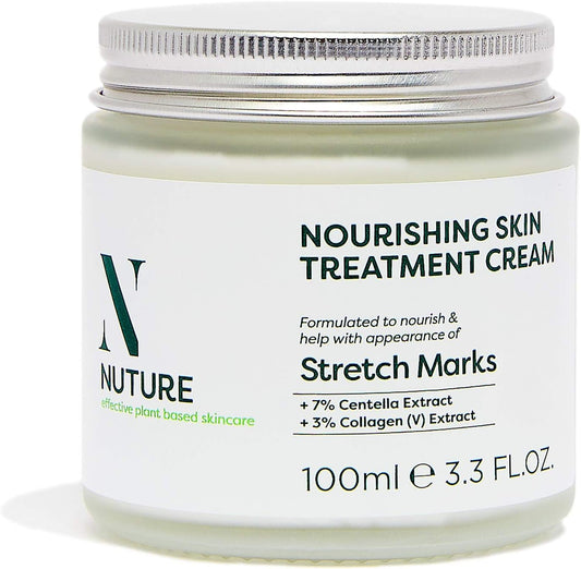 Nuture Stretch Mark Cream, Nourishing Cream For Body Skin Care 100Ml, Quickly Absorbed, Contains Shea Moisture, Collagen, Cica Extract, Coconut Oil & Centella, Firmer Toned Skin