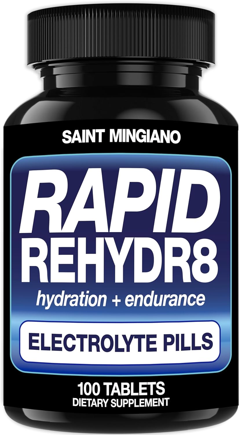 Rapid Rehydr8 Electrolyte Tablets 100 Capsules – Hydration Pills Aid In The Prevention Of Cramping And Supports Muscle Endurance And Recovery - 100 Easy To Swallow Capsules