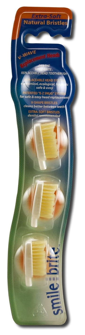 Thrbr0013 V-Wave Replacement Heads For Natural Extra Soft Toothbrush, 3 Count