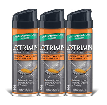 Lotrimin Athlete'S Foot Deodorant Antifungal Powder Spray, Miconazole Nitrate 2%, Clinically Proven Effective Antifungal Treatment Of Most Af, Jock Itch & Ringworm, 4.6 Ounce (Pack Of 3)