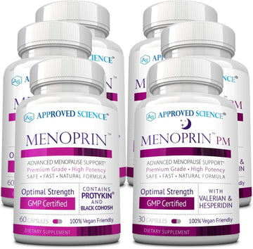 Approved Science Menoprin - Menopause Support - Protykin, Black Cohosh - 3 Bottles Menoprin Day + 3 Bottles Menoprin PM - Vegan