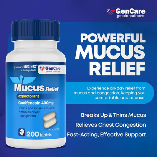 Gencare Mucus Relief Expectorant Guaifenesin 400 Mg 300 Tablets Value Pack - Fast Acting Thinning Of Mucus For Colds, Chest Congestion, Flu, Coughing And Allergies